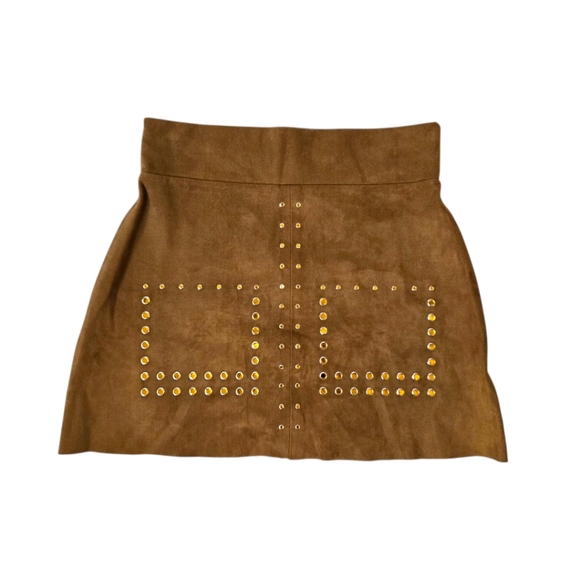 Brown Suede Western Skirt with Gold Accents! - Picture 1 of 9